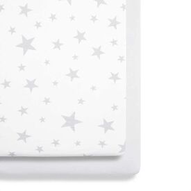 SNUZ ΣΕΤ ΣΕΝΤΟΝΙΑ 2 ΤΕΜΑΧΙΩΝ ΓΙΑ ΛΙΚΝΟ 44 x 80 cm GREY STARS - Σεντόνια Κούνιας στο Oneirokosmos
