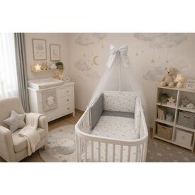 Baby Star Σετ Κούνιας 3 τεμαχίων Luna Γκρι Φόντο - Σετ Προίκας Μωρού στο Oneirokosmos