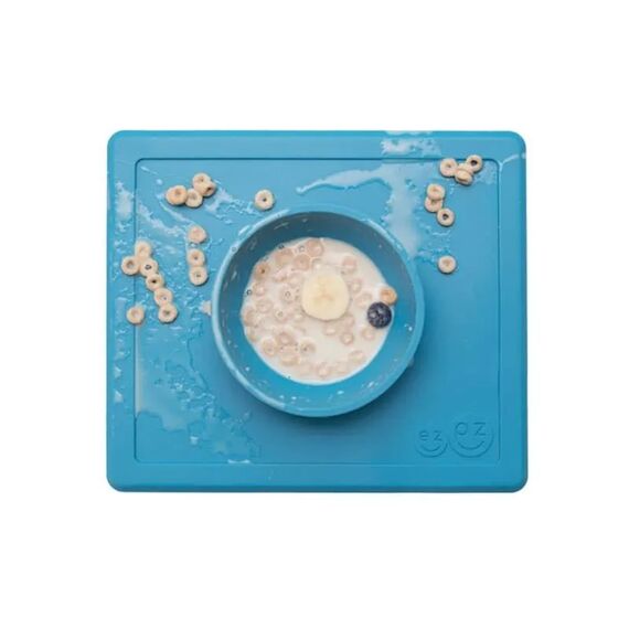 Ezpz Δίσκος και Μπολ σε Ένα Happy Bowl in Blue - Σετ Φαγητού, Μπολάκια, Πιατάκια Φαγητού στο Oneirokosmos