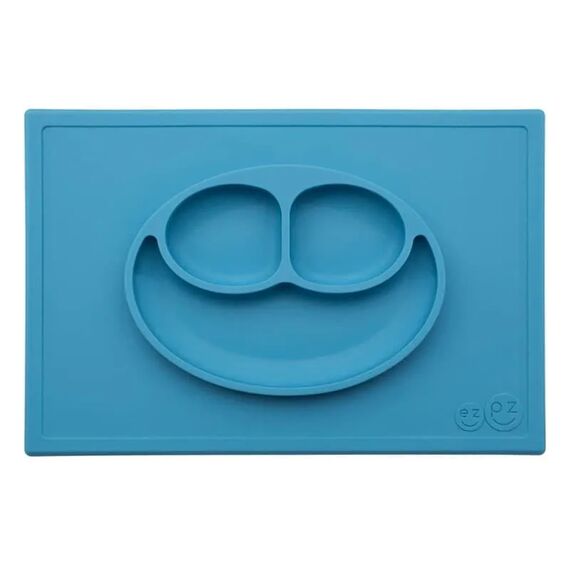 Ezpz Δίσκος και Πιάτο σε Ένα Happy Mat in Blue - Σετ Φαγητού, Μπολάκια, Πιατάκια Φαγητού στο Oneirokosmos