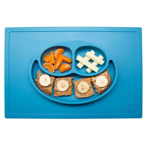 Ezpz Δίσκος και Πιάτο σε Ένα Happy Mat in Blue - Σετ Φαγητού, Μπολάκια, Πιατάκια Φαγητού στο Oneirokosmos