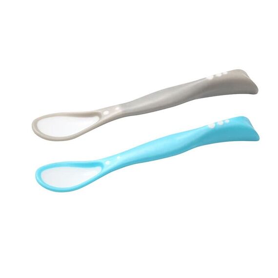BabyOno Σετ με 2 Εύκαμπτα Κουταλάκια Γκρι-Γαλάζιο - Κουταλάκια, Πηρουνάκια στο Oneirokosmos