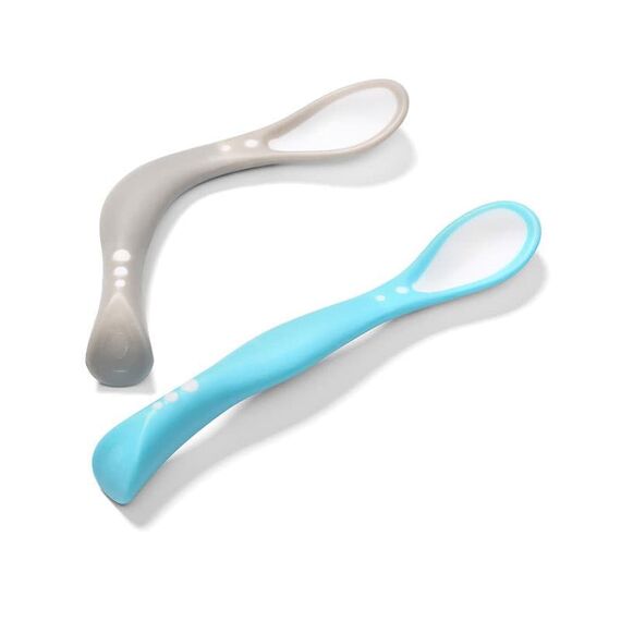 BabyOno Σετ με 2 Εύκαμπτα Κουταλάκια Γκρι-Γαλάζιο - Κουταλάκια, Πηρουνάκια στο Oneirokosmos
