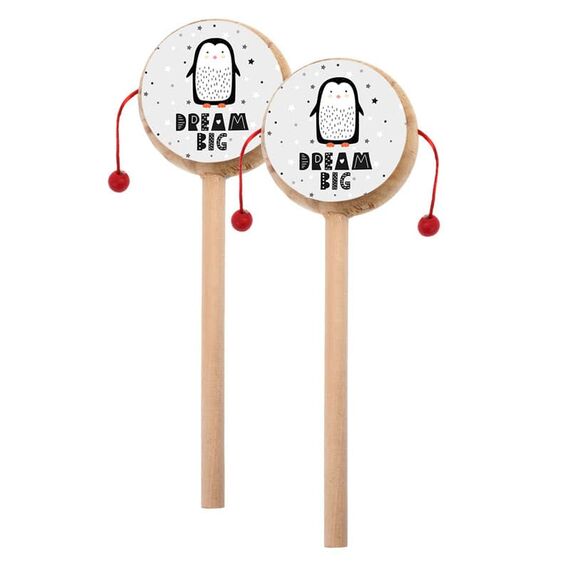 Μπομπονιέρα Ξύλινο Τυμπανάκι Πιγκουίνος ΒΖ967 - Μπομπονιέρες Βάπτισης στο Oneirokosmos