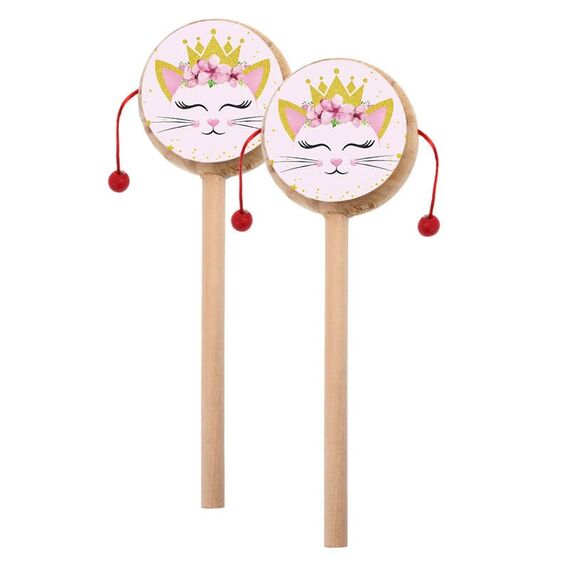 Μπομπονιέρα Ξύλινο Τυμπανάκι Γάτα ΒΖ980 - Μπομπονιέρες Βάπτισης στο Oneirokosmos