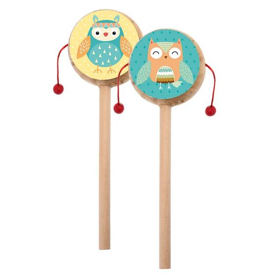 Μπομπονιέρα Ξύλινο Τυμπανάκι Κουκουβάγια ΒΖ982 - Μπομπονιέρες Βάπτισης στο Oneirokosmos