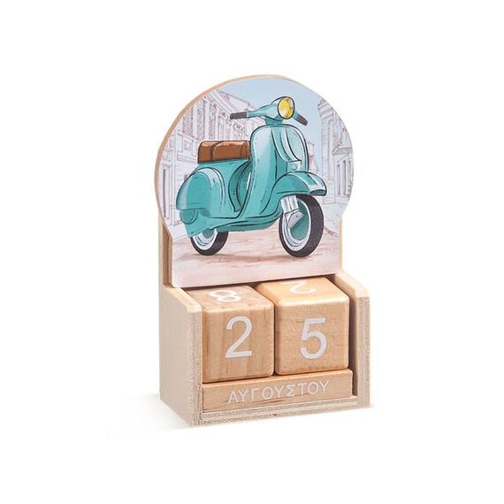 Μπομπονιέρα Ξύλινο Ημερολόγιο Βέσπα Η975 - Μπομπονιέρες Βάπτισης στο Oneirokosmos