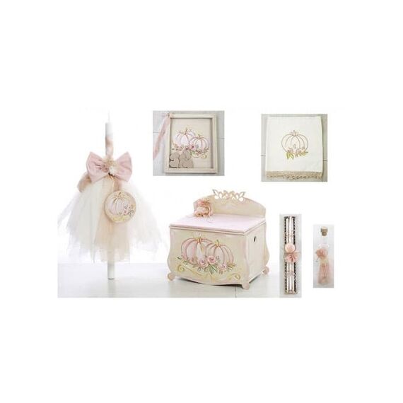 Σετ Βάπτισης Κολοκύθα Ζωγραφισμένο στο Χέρι - Για Κορίτσι στο Oneirokosmos