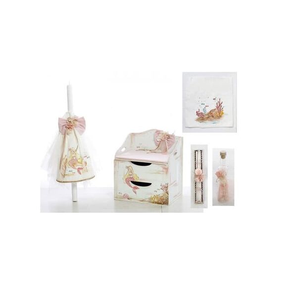 Σετ Βάπτισης Γοργόνα Ζωγραφισμένο στο Χέρι - Για Κορίτσι στο Oneirokosmos