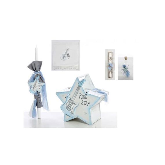 Σετ Βάπτισης Αστέρι Rock Star Ζωγραφισμένο στο Χέρι - Για Αγόρι στο Oneirokosmos
