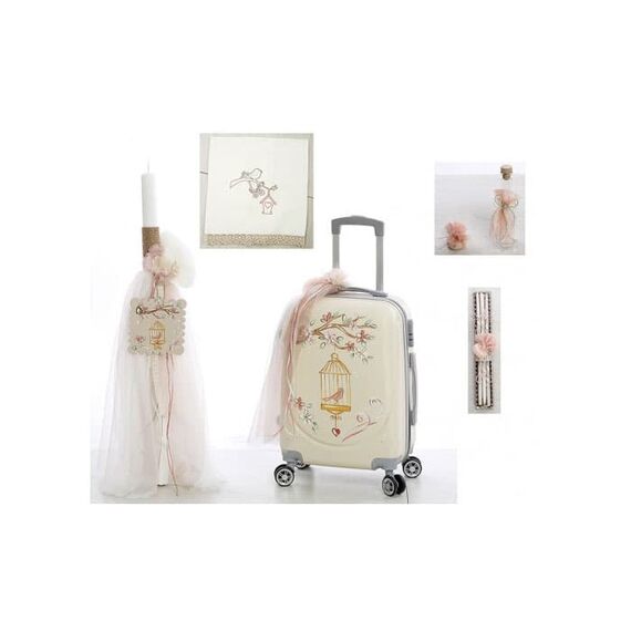 Σετ Βάπτισης Κλουβί Ζωγραφισμένο στο Χέρι - Για Κορίτσι στο Oneirokosmos