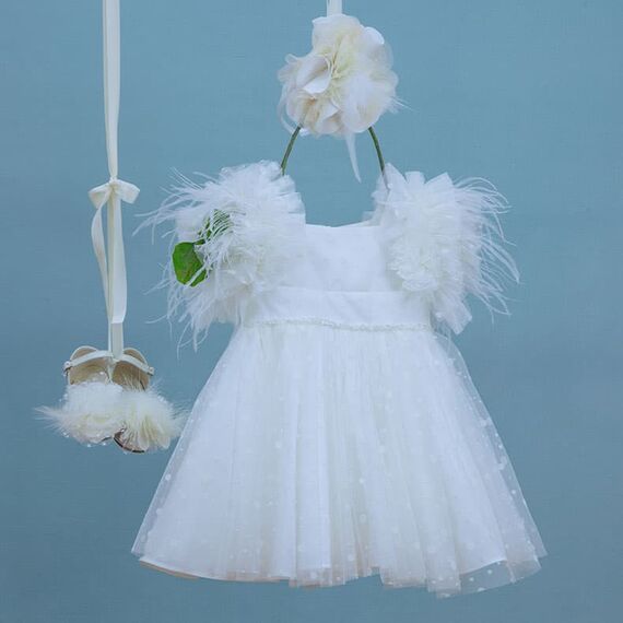 Bambolino: Poliniki Βαπτιστικό ρούχο για κορίτσι 9332 - Ρούχα Βάπτισης για Κορίτσι στο Oneirokosmos