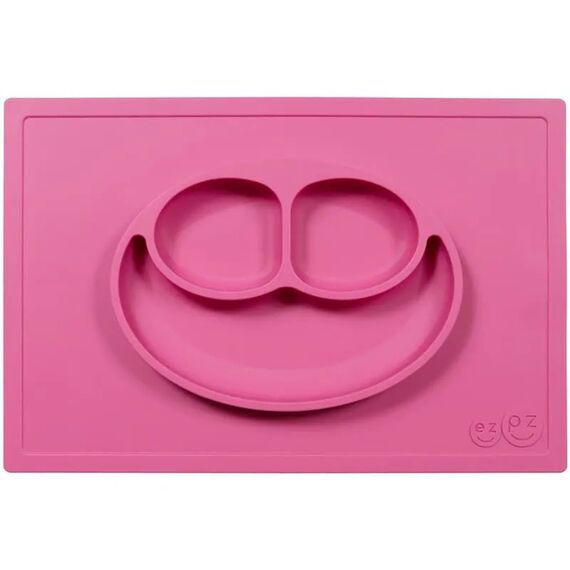 Ezpz Δίσκος και Πιάτο σε Ένα Happy Mat in PINK - Σετ Φαγητού, Μπολάκια, Πιατάκια Φαγητού στο Oneirokosmos