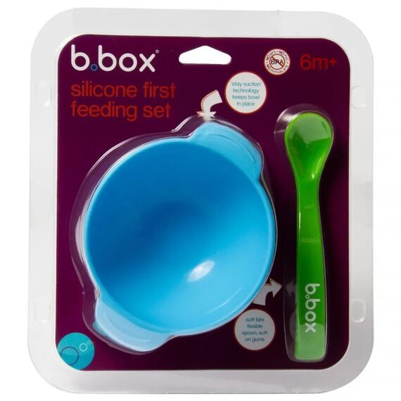 B.box Μπoλ σιλικόνης αντιολισθητικό με βεντούζα και κουταλάκι Ocean - Σετ Φαγητού, Μπολάκια, Πιατάκια Φαγητού στο Oneirokosmos