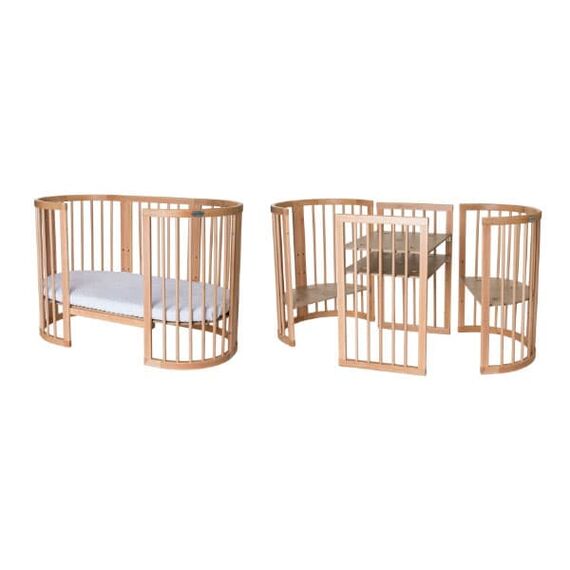 IngVart Κούνια Smart Bed Round 9 σε 1 Γκρι - Βρεφικά Κρεβάτια Μετατρεπόμενα σε Προεφηβικά στο Oneirokosmos