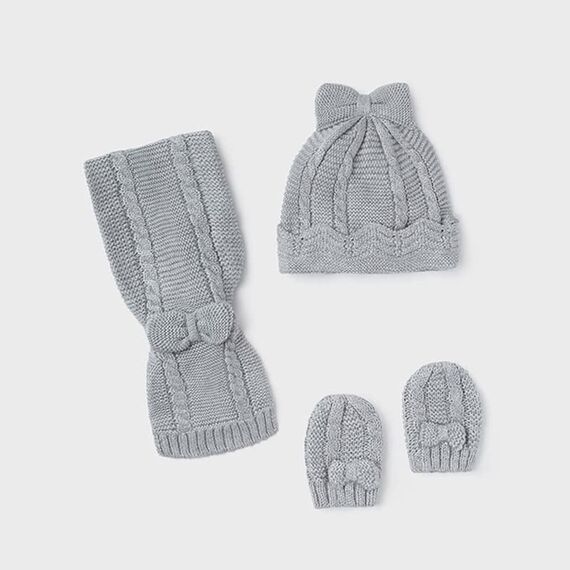 Mayoral Σετ Σκούφος και Κασκόλ Νεογέννητο Κορίτσι Γκρι Έντονο 09430-031 - Newborm στο Oneirokosmos