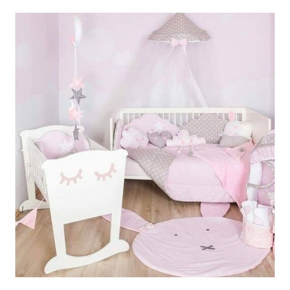 Baby Star Προίκα Μωρού Διπλή Όψης Συννεφάκι Ροζ Γκρι - Σετ Προίκας Μωρού στο Oneirokosmos