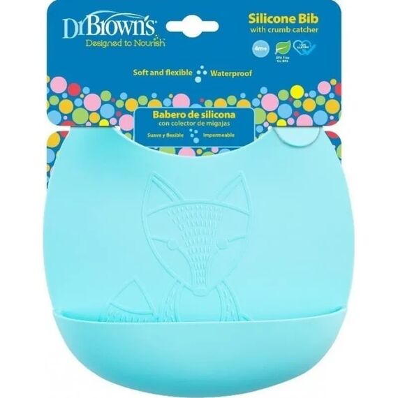 Dr Brown's Σαλιάρα σιλικόνης  Blue TF012 - Σαλιάρες Πλαστικές - Σιλικόνης στο Oneirokosmos
