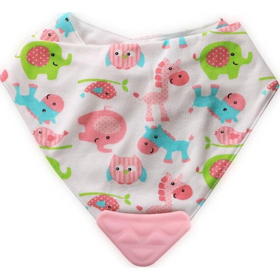 Lorelli Μπαντάνα Yφασμάτινη Με Μασητικό  Pink Animals 1026017 - Σαλιάρες Υφασμάτινες  στο Oneirokosmos