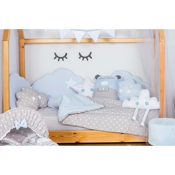 Baby Star Προίκα Μωρού Διπλή Όψης Συννεφάκι Σιέλ Γκρι - Σετ Προίκας Μωρού στο Oneirokosmos