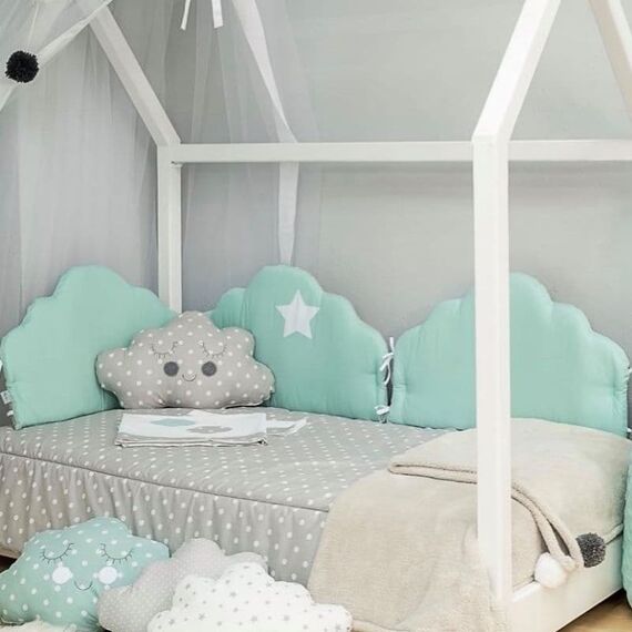 Baby Star Προίκα Μωρού Διπλή Όψης Συννεφάκι Mέντα - Γκρι - Σετ Προίκας Μωρού στο Oneirokosmos