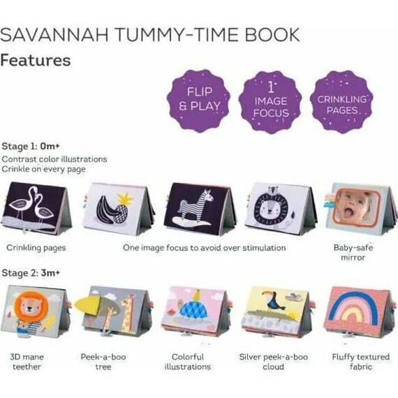 Taf Toys Εκπαιδευτικό Βιβλίο Savanah Tummy-Time Book T-12705 - Δώρα στο Oneirokosmos
