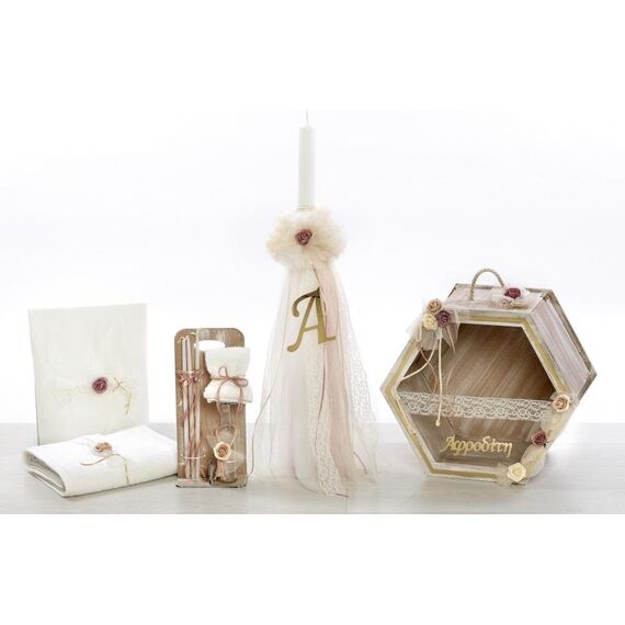 Σετ Βάπτισης Εξάγωνο Κουτί με Λουλούδια - Για Κορίτσι στο Oneirokosmos