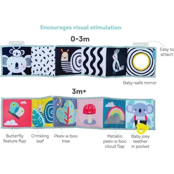 Taf Toys Μαλακό Βιβλίο Δραστηριοτήτων Koala Clip on Pram Book T-12615 - Δώρα στο Oneirokosmos