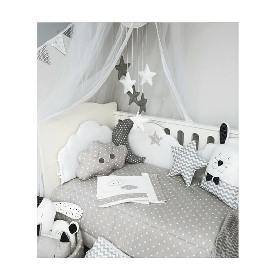 Baby Star Σετ Κούνιας 3 τμχ Συννεφάκι  Γκρι - Σετ Προίκας Μωρού στο Oneirokosmos