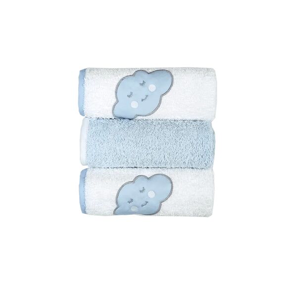 Baby Star  Σετ Λαβέτες 3 τεμ. Cloud Σιέλ 30x30cm - Πάνες-Λαβέτες-Σελτέδες στο Oneirokosmos