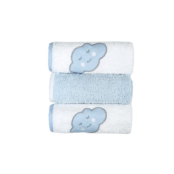 Baby Star  Σετ Λαβέτες 3 τεμ. Cloud Σιέλ 30x30cm - Πάνες-Λαβέτες-Σελτέδες στο Oneirokosmos