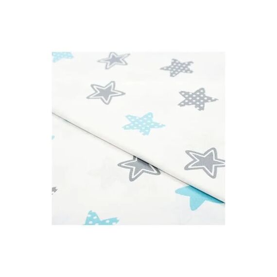 Dimcol Σετ Βρεφικά Σεντόνια Κούνιας 3τμχ Cotton 100% 120x160 εκ.  Star 104 Sky Blue - Σεντόνια Κούνιας στο Oneirokosmos