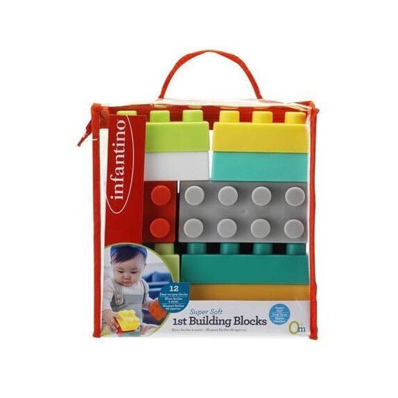 Infantino Εκπαιδευτικό Παιχνίδι Τουβλάκια Super Soft 1st Building Blocks B-315058 - Δώρα στο Oneirokosmos