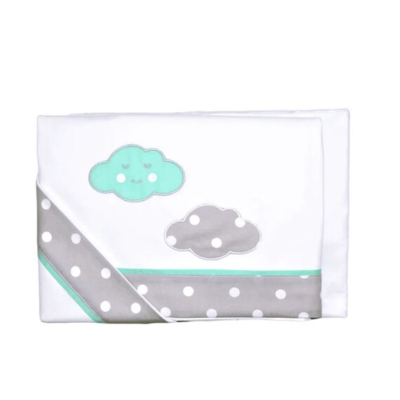 Baby Star Σετ Σεντόνια Κούνιας Σύννεφο 100x150cm Μέντα - Σεντόνια Κούνιας στο Oneirokosmos