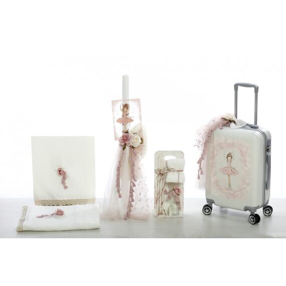 Σετ Βάπτισης Μπαλαρίνα με Βαλίτσα Ζωγραφισμένο στο Χέρι - Για Κορίτσι στο Oneirokosmos