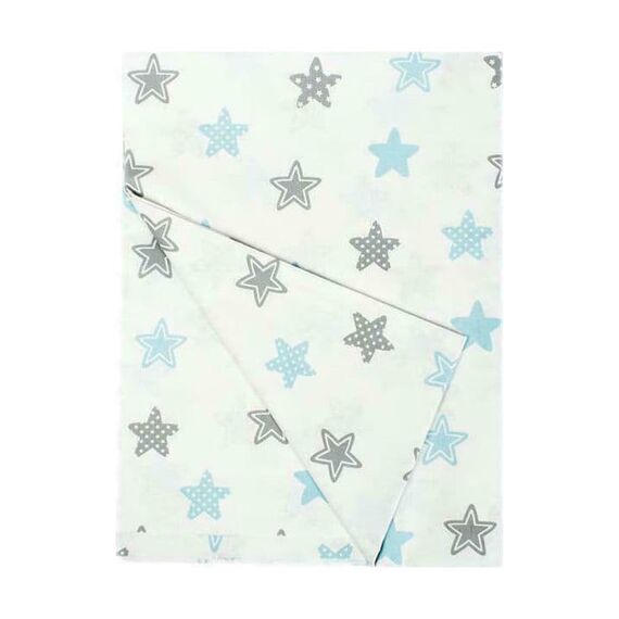 Dimcol Σετ Βρεφικά Σεντόνια Κούνιας 3τμχ Cotton 100% 120x160 εκ.  Star 104 Sky Blue - Σεντόνια Κούνιας στο Oneirokosmos