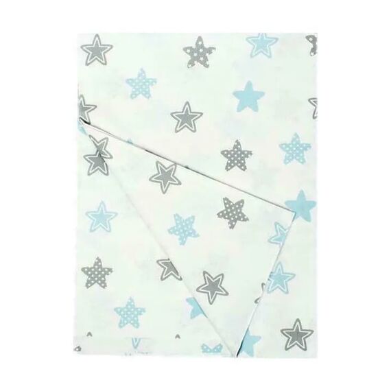 Dimcol Σετ Βρεφικά Σεντόνια Κούνιας 3τμχ Cotton 100% 120x160 εκ.  Star 104 Sky Blue - Σεντόνια Κούνιας στο Oneirokosmos