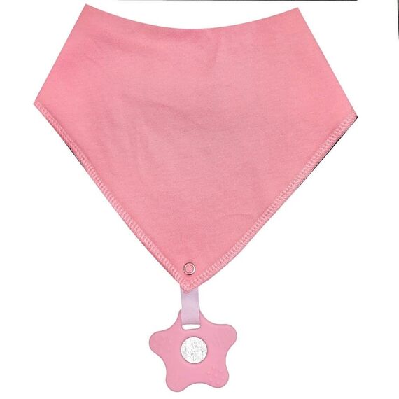 Morven Σαλιάρα - Mπαντάνα Με Μασητικό Ροζ 2142 (23x20) - Σαλιάρες Υφασμάτινες  στο Oneirokosmos