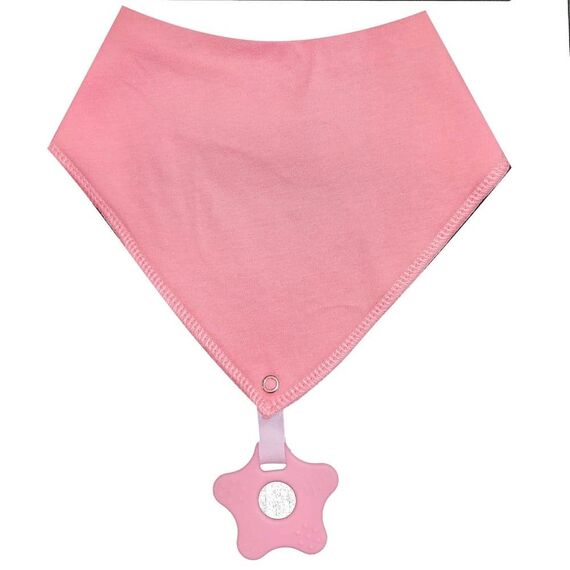 Morven Σαλιάρα - Mπαντάνα Με Μασητικό Ροζ 2142 (23x20) - Σαλιάρες Υφασμάτινες  στο Oneirokosmos