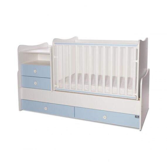 Lorelli Μετατρεπόμενο Κρεβάτι Combo 172x 72 White & Baby Blue 10150560039A - Βρεφικά Πολυμορφικά Κρεβατάκια στο Oneirokosmos