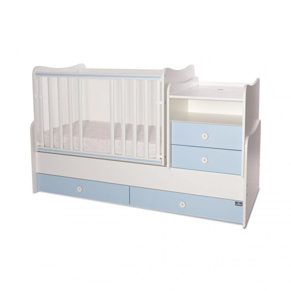 Lorelli Μετατρεπόμενο Κρεβάτι Combo 172x 72 White & Baby Blue 10150560039A - Βρεφικά Πολυμορφικά Κρεβατάκια στο Oneirokosmos