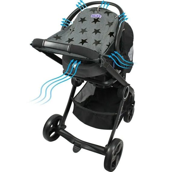 Dooky Ηλιοπροστασία με UPF40+ Καροτσιού Grey Stars  DK-126616 - Αξεσουάρ Καροτσιών στο Oneirokosmos