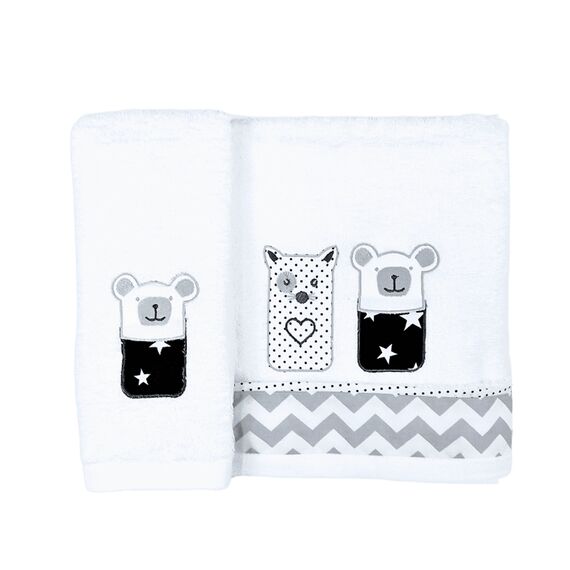 Baby Star  Σετ Πετσέτες 2 τεμ. Sugar Family Μαύρο - Πετσέτες-Μπουρνούζια στο Oneirokosmos
