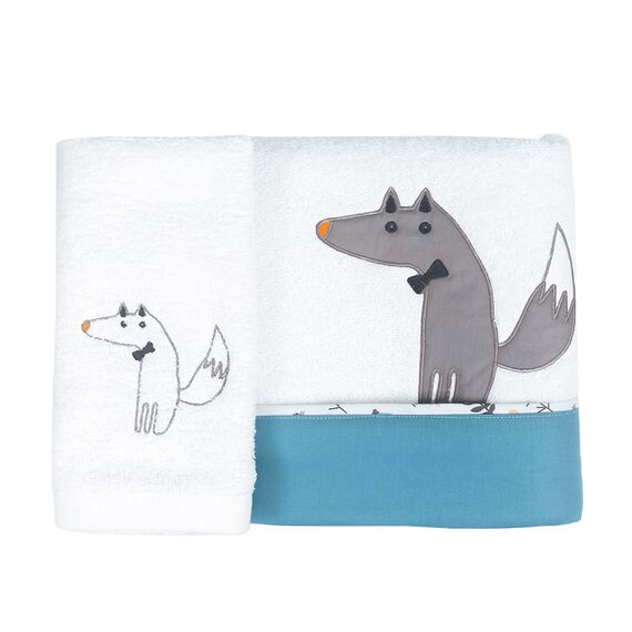 Baby Star  Σετ Πετσέτες 2 τεμ. Λύκος Λευκό - Πετσέτες-Μπουρνούζια στο Oneirokosmos