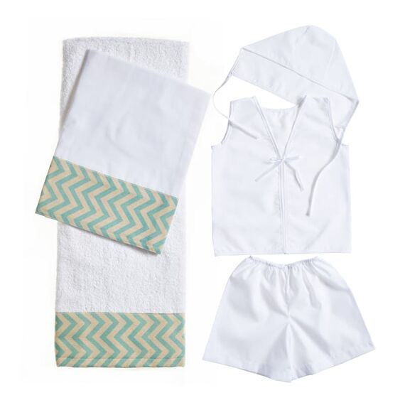 Nuovavita Σετ Βαπτιστικά Λαδόπανα Μέντα Chevron Λ179 Λευκό/Εκρού 5 τεμ. - Λαδόπανα για Αγόρι στο Oneirokosmos