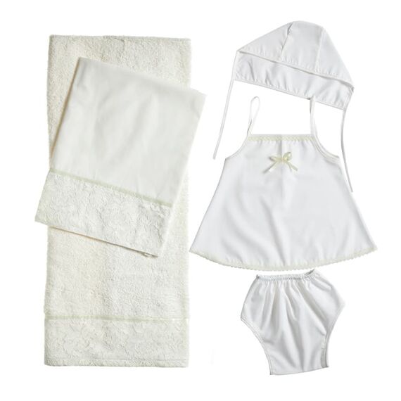 Nuovavita Σετ Βαπτιστικά Λαδόπανα με Δαντέλα Λ217 Λευκό/Εκρού 5 τεμ. - Λαδόπανα για Κορίτσι στο Oneirokosmos