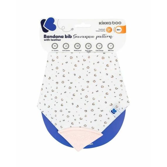 Kikka Boo Μπαντάνα από 100% Βαμβάκι με Αυτοκόλλητο Savanna Pink 3m+ 31303030034 - Σαλιάρες Υφασμάτινες  στο Oneirokosmos