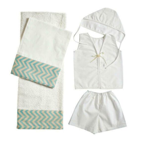 Nuovavita Σετ Βαπτιστικά Λαδόπανα Μέντα Chevron Λ179 Λευκό/Εκρού 5 τεμ. - Λαδόπανα για Αγόρι στο Oneirokosmos