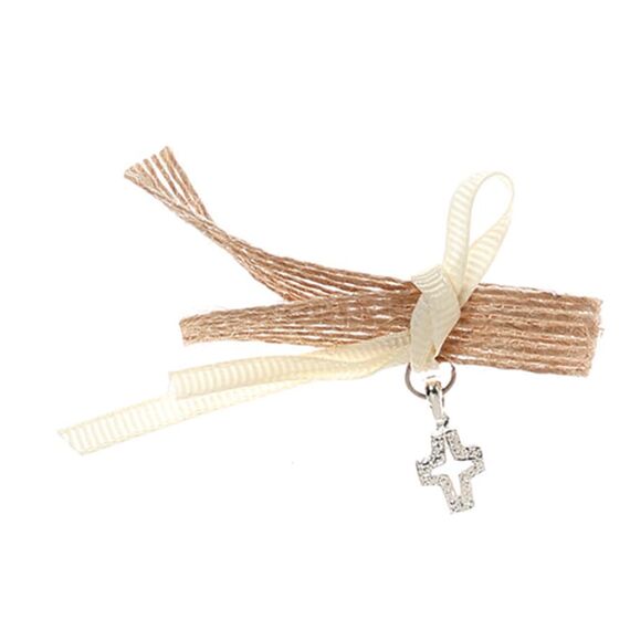 Μαρτυρικό Βάπτισης Πέτου με Σταυρουδάκι Μ-230 Λευκό (50τμχ.) - Μαρτυρικά στο Oneirokosmos