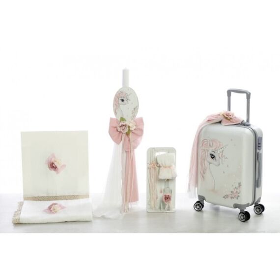 Σετ Βάπτισης με θέμα Μονόκερος Ζωγραφισμένο στο Χέρι ΣΔΣ-2310 - Για Κορίτσι στο Oneirokosmos